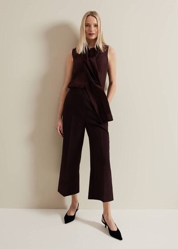 Phase Eight Aubrielle Clean Crepe Culotte Trousers Burgundy USA | 8523164-HV